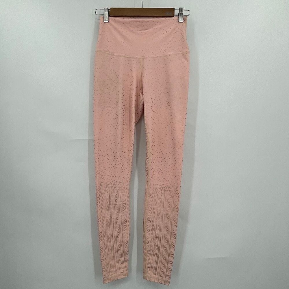 Electric Yoga Light Pink Stephanie Bohbot Ribbed Waist Leggings Size Small